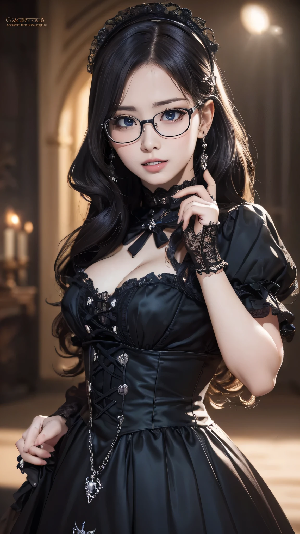 (random pose:1.2),gothic ****ta dress,(random pose),(random hairstyle),(Highest image quality,(8K), Ultra-realistic, Best Quality, High quality, High Definition, high quality texture, high detailing, Beautiful detailed, fine detailed, extremely details CG, Detailed texture, realistic representation of face, masterpiece, presence),(wearing glasses:1.1)