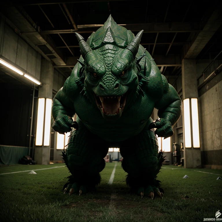 Giant dark green tyranossaur brutal violent Sousa Esporte Clube