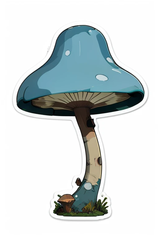 blue cartoon mushroom on white background in sticker style --ar2:3