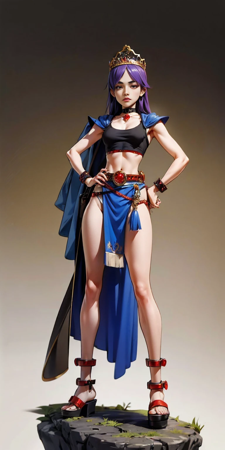 full body, whole body. 1solo (girl). slave fighter, loincloth standing, hands on hips full body, whole body. 1solo (girl). slave fighter, loincloth standing, hands on hips, metal sandals, backpack, choker, big belt, view from below, feet together, bracers, tiara