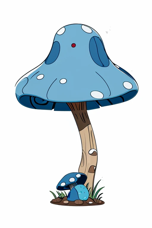 blue cartoon mushroom on white background in sticker style --ar2:3