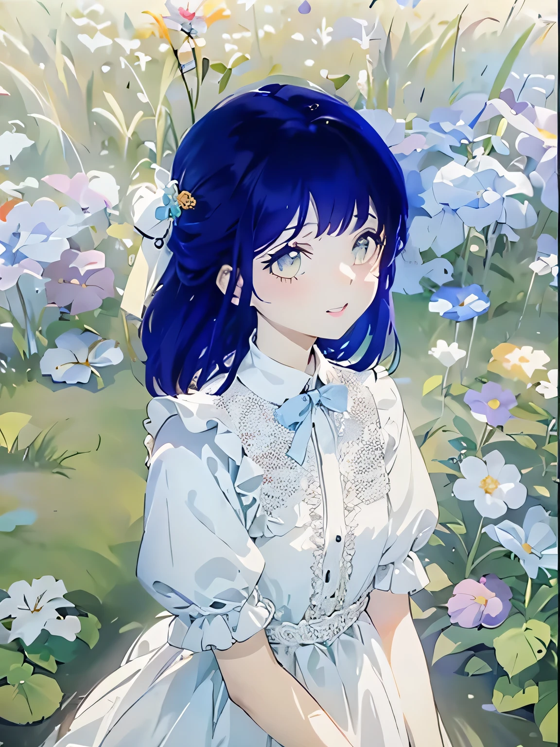 anime sentada em uma cadeira vermelha com flores no fundo, anime moe artstyle, visual anime de uma bonito, Guweiz em Pixiv ArtStation, pequena , no vestido, small curvy , Guweiz em ArtStation Pixiv, Arte Zerochan, anime bonito, Estilo de arte anime bonito, anime illustration, anime girl in a field of flowers with a bow, visual de anime de uma linda garota, Ilustra??o de anime suave, linda garota de anime, portrait of linda garota de anime, lindo estilo de anime, made with anime painter studio, beautiful estilo de arte de anime, portrait of uma garota de anime, em estilo anime, lindo retrato de anime, jovem anime, uma garota de anime, estilo de arte de anime, white eyes, Red lips,