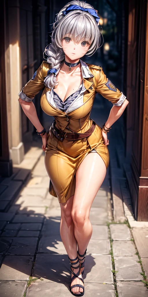 full body, whole body. 1solo (girl). slave fighter, loincloth standing, hands on hips full body, whole body. 1solo (girl). slave fighter, loincloth standing, hands on hips, metal sandals, backpack, choker, big belt, view from below, feet together, bracers, tiara (Teletha Testarossa Full Metal Panic)