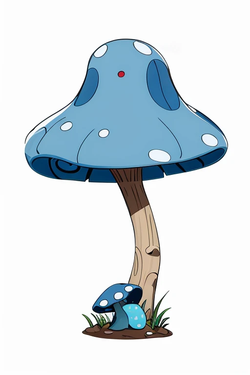 blue cartoon mushroom on white background in sticker style --ar2:3