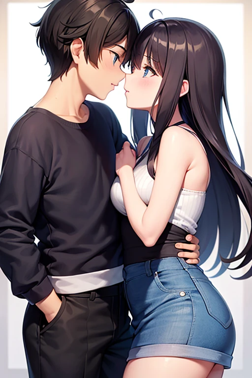 a white girl kissing a boy