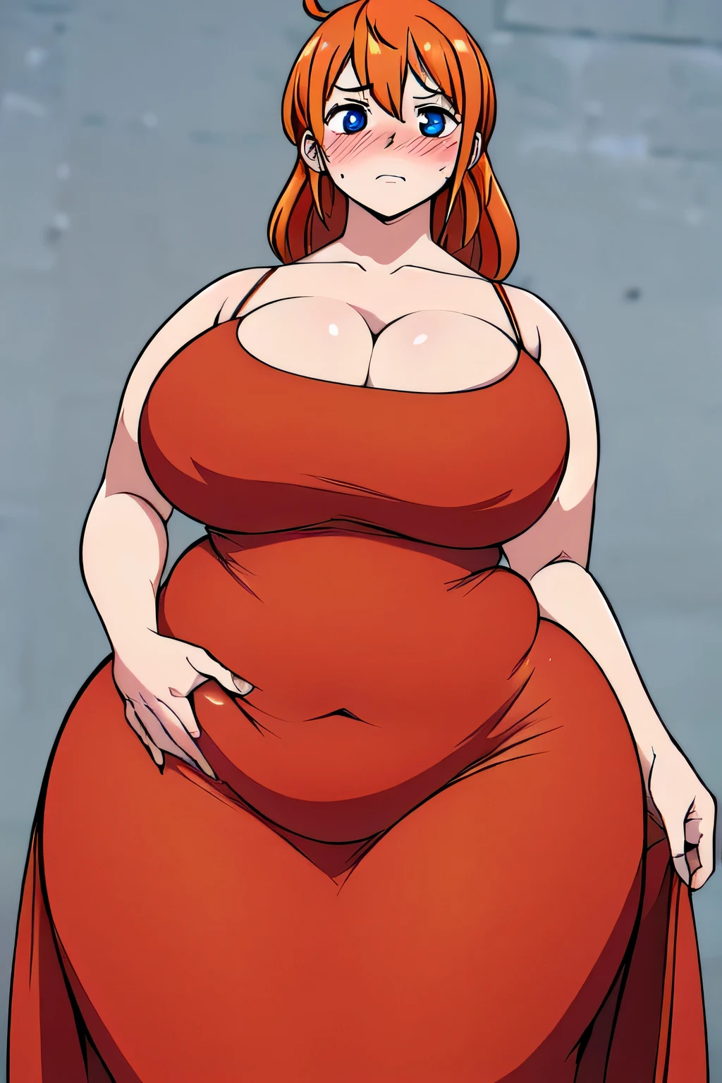 ((High Quality image 10k)) ((Perfect Autonomy 10k)) Masterpiece, Elizabeth Afton, solo girl, white girl, orange hair, green eyes, cute face, smug grin, wearing red bow on top of her head,  naked, medium sized breasts, massive fat belly, a lot of pubic hair, very big Feet, barefoot, Elizabeth Afton Equestria girls, full body, Standing, in the living room, Elizabeth Afton, cuerpo completo, High ressolusin 