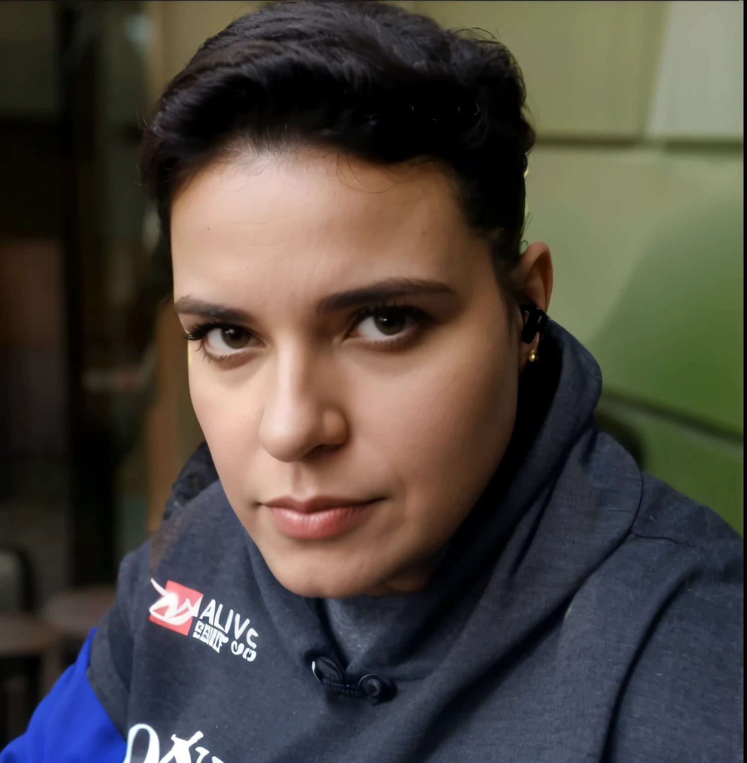 An attractive pregnant European woman, andando no centro da cidade, ela tem ((seios gigantescos)) and is wearing a business blouse, saia executiva muito longa e salto alto