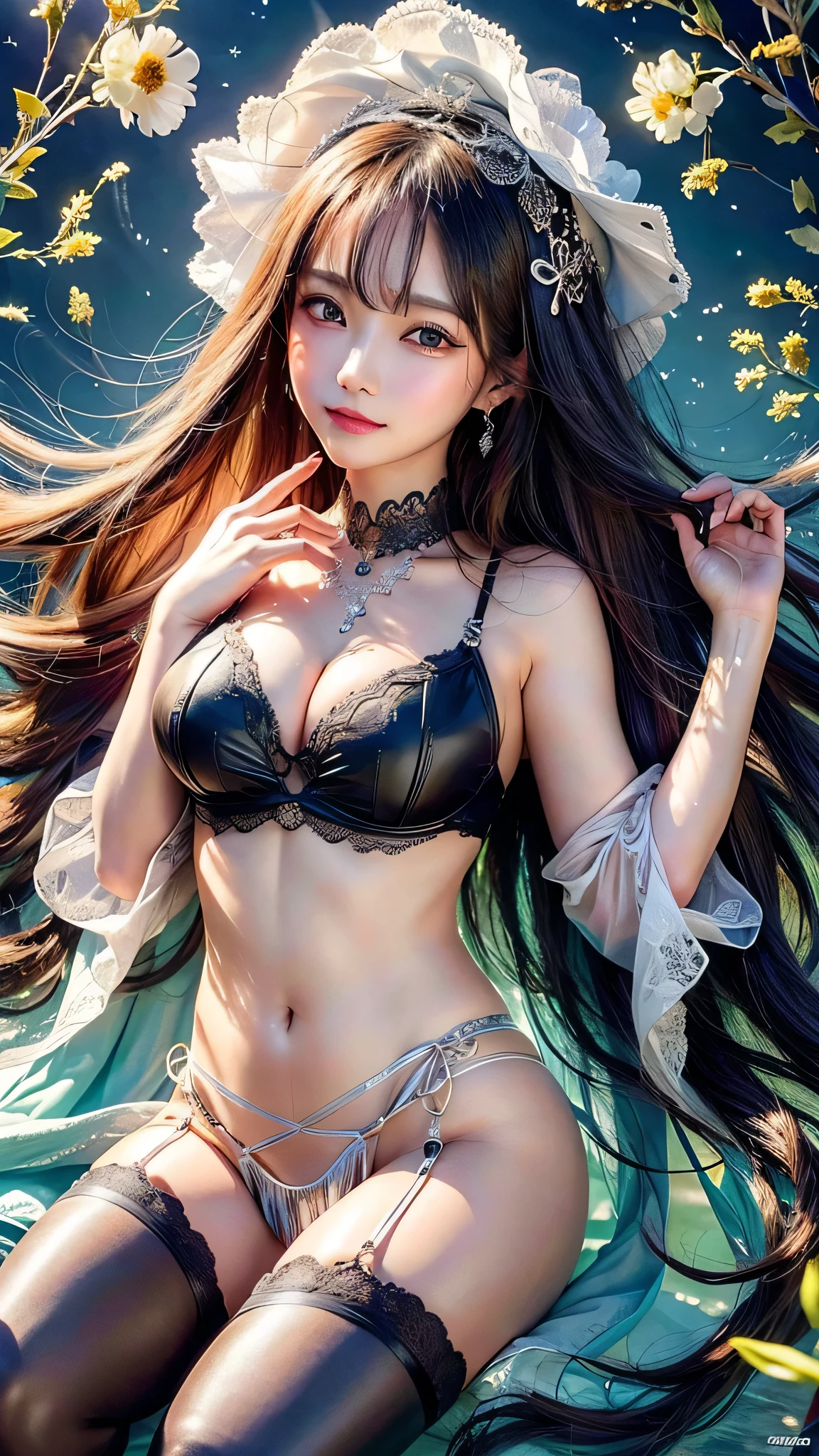 original, (masterpiece), (figure), (Very nice and beautiful), (Perfect detail), (Unity CG 8K Wallpaper:1.05), (Beautiful and clear background:1.25), (Depth of written boundary:0.7),One girl,Fun Shy , (Stand along the river:1.15).(Hair blowing in the wind:1.1),Butterflies are flying around, (Moonlight:0.6), wood, (summer), (night:1.2), (close:0.35), (gloves:0.8), alone ,