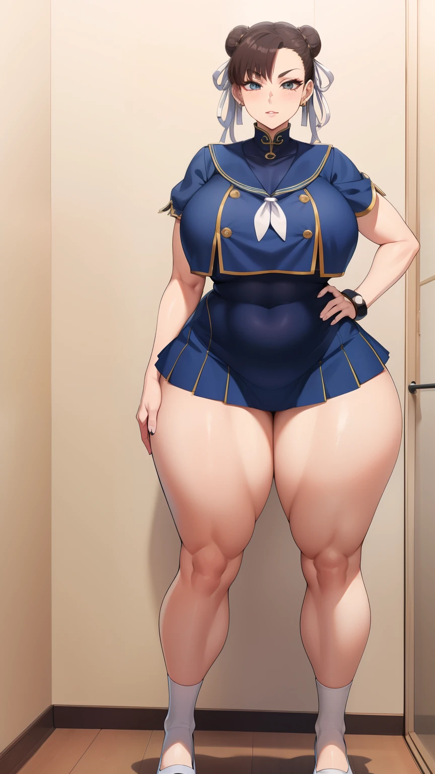 Large Breasts, Big Hips,Full Body Shot, Mature mother, Whipping the lower body, Plump thighs, Whole calf, Seductive mature woman, Perfect body, Plus Size Model,high school girl,Sailor suit, The skirt is short,Mature woman wearing Sailor suit,