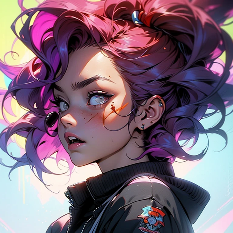 did vaporwave style, solo, 1girl, female, water, white background, red eyes, simple background, from side, glitching, smoke surrounding her, in tatters, score_9, score_8_up, score_7_up, score_6_up, score_5_up, score_4_up