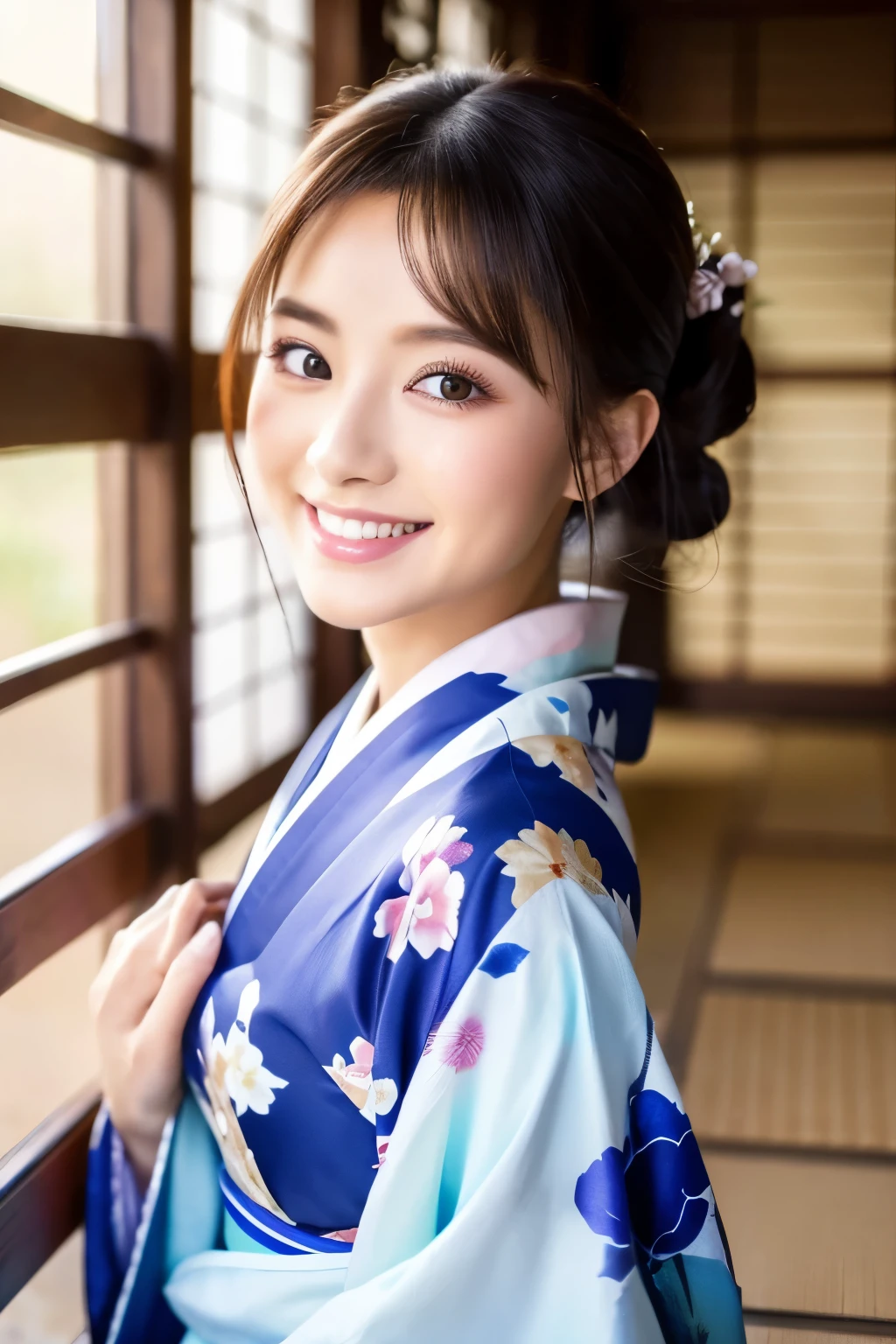 Kimono Beauty、double eyelid、smile、Nakamura Shizuka、Kyoto、Whitening、live-action、Standing in front