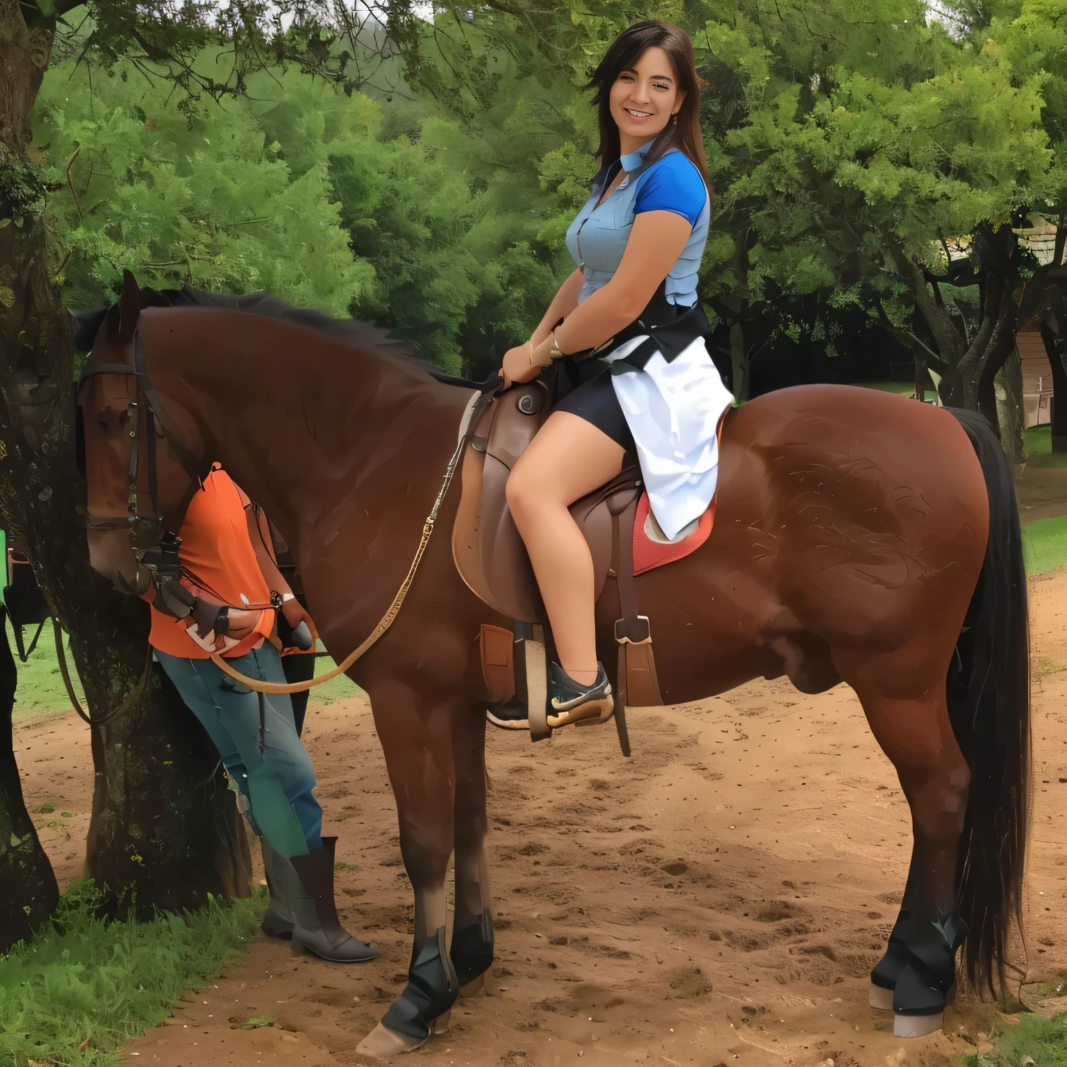 woman sitting on a horse with a man standing beside her, riding a horse, riding horse, ride horse, on a horse, with horse driven, monika, 👰 🏇 ❌ 🍃, riding on a prancing horse, no reins, horse rider, full length shot, riding a black horse, horse on top, horse in background