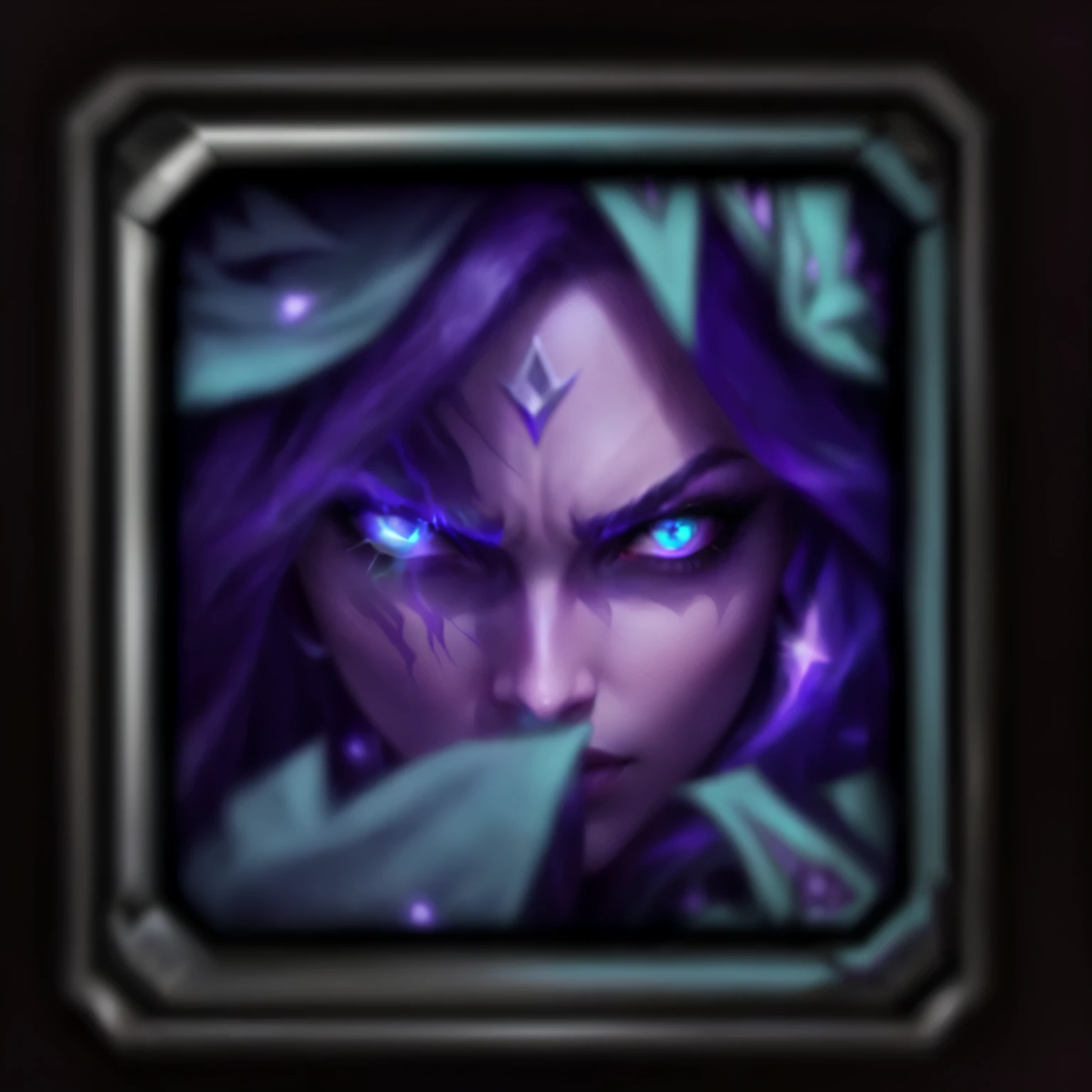 purple and black photograph of a woman with a purple face, Leblanc, blizzard, Sylvanas Windrunner, dota, Dark Flower Shaman, druid, Liliana Wess, Значок заклинания World of Warcraft, Antimidge, Elder, Raziel, IRL, threatening look, tense face, threatening aura, intense look, threatening, mysterious league of legends, 