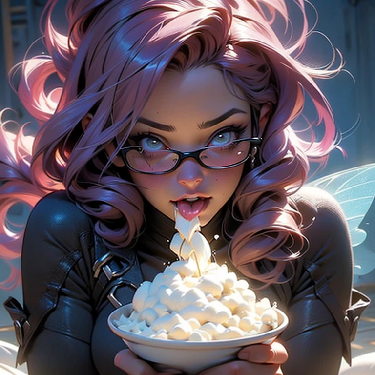 Bat girl , detalhes neon, fairy powder, com cena de beijo na boca com Dick grayson Nerd explosion of pleasure, vibe satisfatoria, sex e 💘 😍 💌 💖 💓 💘 😍