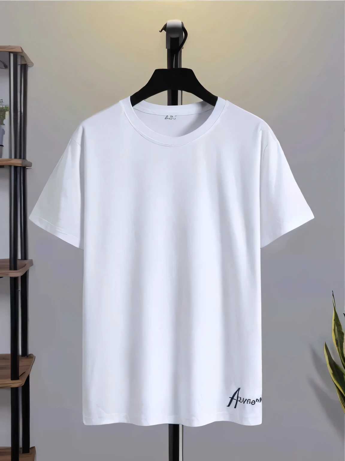 a white t - shirt with a black logo on it, white t - shirt, white t-shirt, plain white tshirt, white tshirt, short sleeves, t-shirt, t - shirt, casual white garment, white clothes, white clothing, white color, white shirt, realistic clothing, white trendy clothes, dressed in a white t shirt, wearing a t-shirt