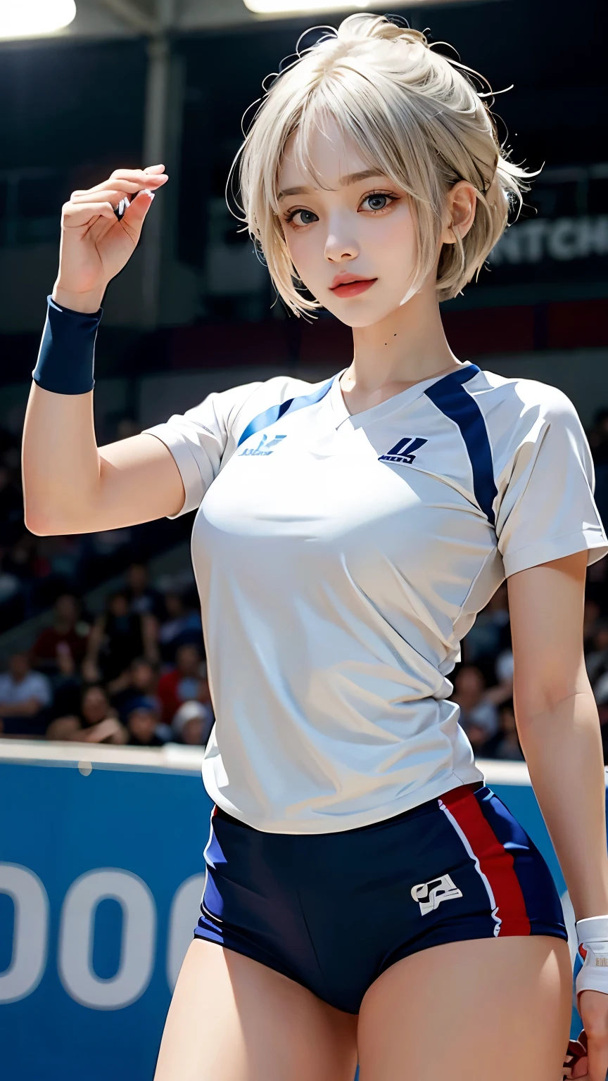 Please draw a super beautiful girl with short white bob hair who is an active volleyball player.。She is wearing a volleyball uniform.、The figure faces the viewer with a confident expression.。Her white hair is tied in a short bob、It shows her moving freely during a volleyball match.。
Her volleyball uniform、Showing off her beautiful figure、Has a sporty appeal。Her pose is full of confidence.、It shows her passion and determination in the sport.。Her eyes were serious.、It shows her determination as she pushes forward to win.。
Her smile is charming yet powerful.、It shows her passion for the sport.。her appearanceバレーボールコートの中で輝き、He captivates his teammates and the crowd around him.。Her movements are agile and、Showing her skill and talent in the game of volleyball。
This super beautiful girl who is active as a volleyball player is、She competes with confidence and beauty.。her appearance、The fusion of the charm and beauty of sports、It's a fascinating and powerful sight.。