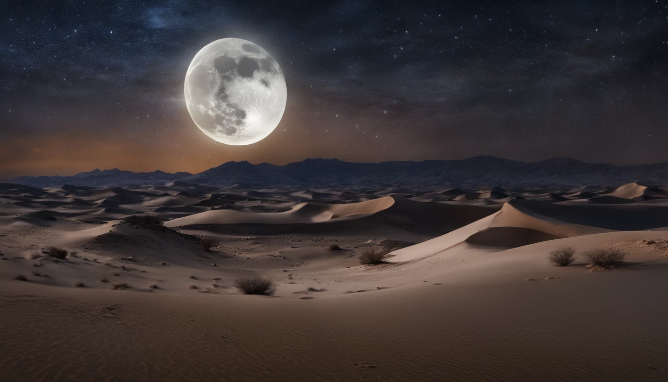 desert,Midnight,The moon and stars dance