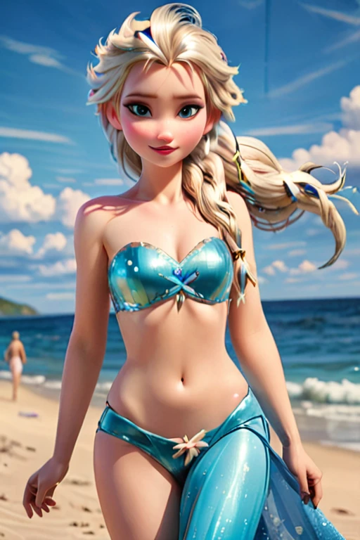 Prinzessin Elsa am Strand im Bikini