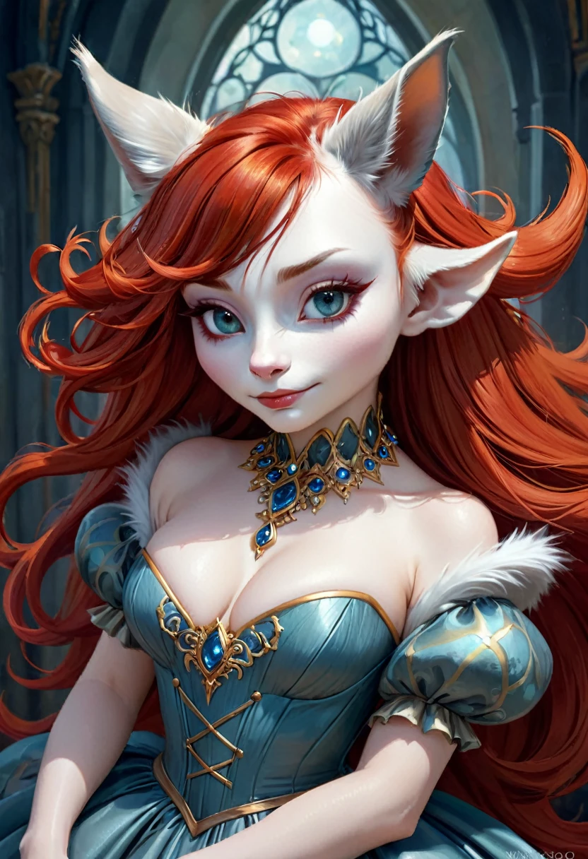 Brian Froud Inspired Gorgeous Alien Creature That Looks Like A Cross Between A Fox And A Rhino Wearing Dress Of Fur. Red Hair. Graceful. Elegant. Ae Inspiring. Official Art, Award Winning Digital Painting, Digital Illustration, Extreme Detail, 4k, Ultra Hd, Rococo, Polished, Intricate, Realistic Fantasy Art, Sharp Focus, Concept Art, Art By Wlop, Artgerm, (2d Vector Illustration)
