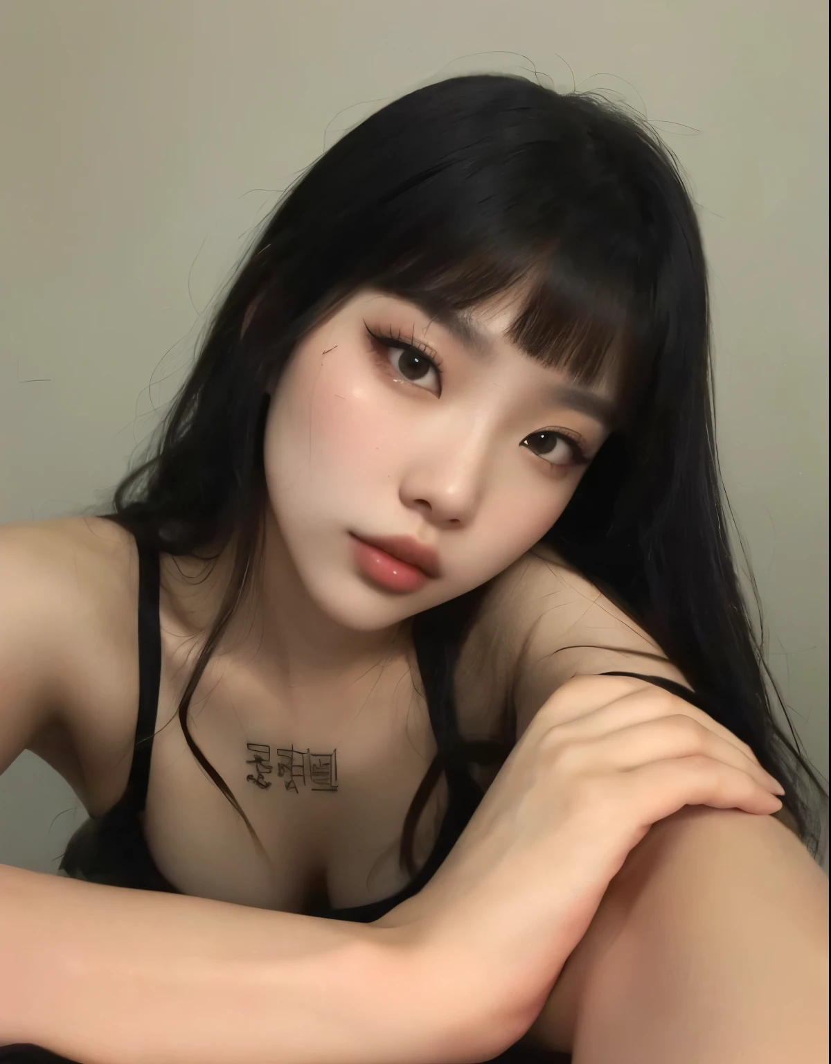 Coreana, asiatica, cabelo preto, big lips