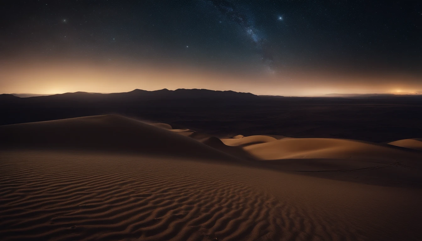 desert,Starry Sky,shooting star,A dignified atmosphere