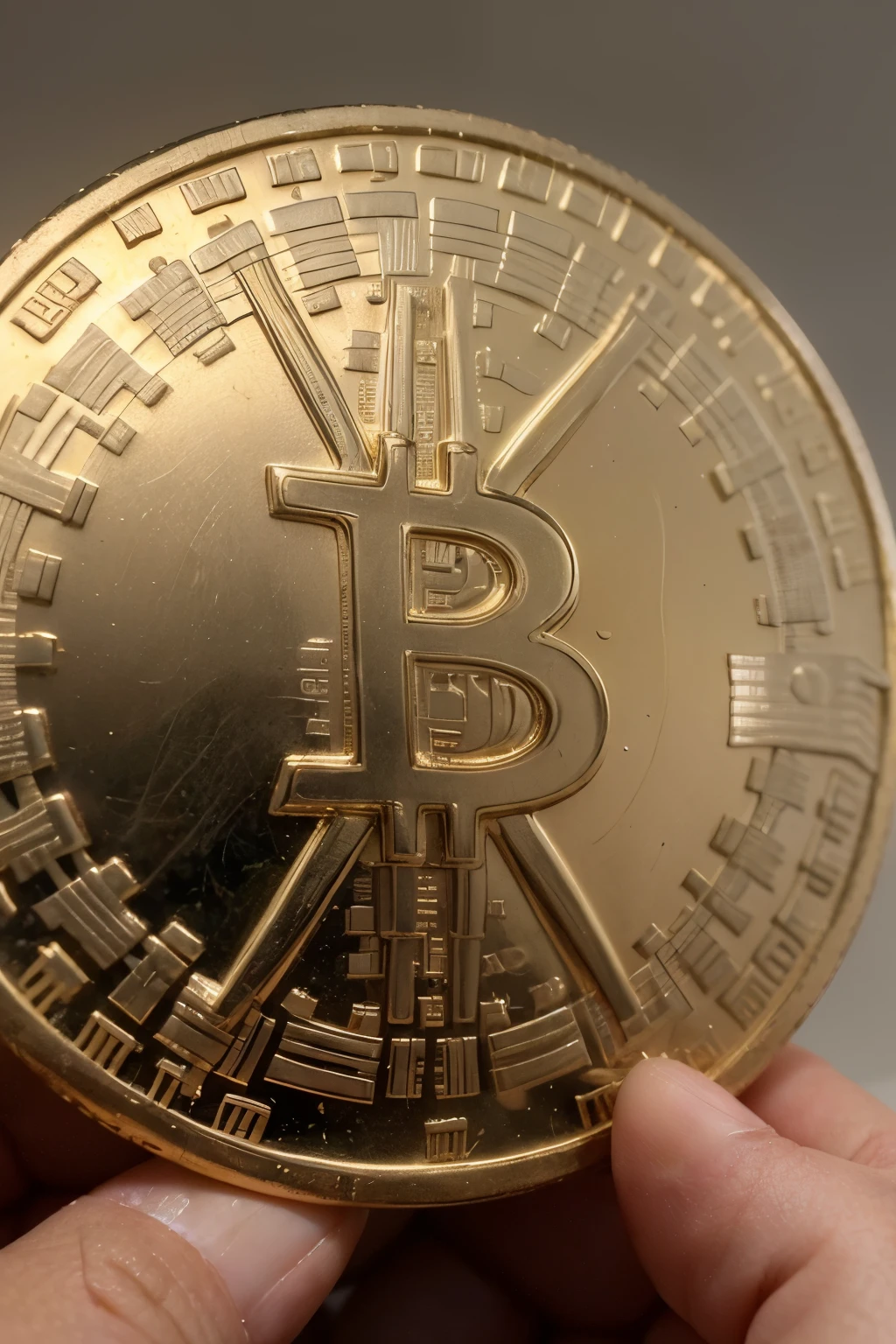 Create an image of a coin that looks like a bitcoin emblem. The coin is golden with intricate embossing and inscriptions around the edges with a phase saying: "Se a liberdade significa alguma coisa, means the right to tell people what they don&#39;t want to hear", and in a cryptographic style. In the center, there's an anthropomorphic egg character, blindfolded with a red blindfold, to represent justice being impartial. The character wears a formal black suit with a red tie, holding a scale in one hand and a gavel in the other, suggesting the balance of justice and the authority of law. The background of the center should be simple to highlight the character. cartoon, quality:2