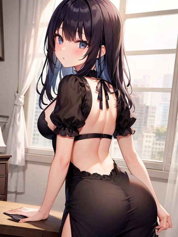 a girl in a hot dress (from back)
