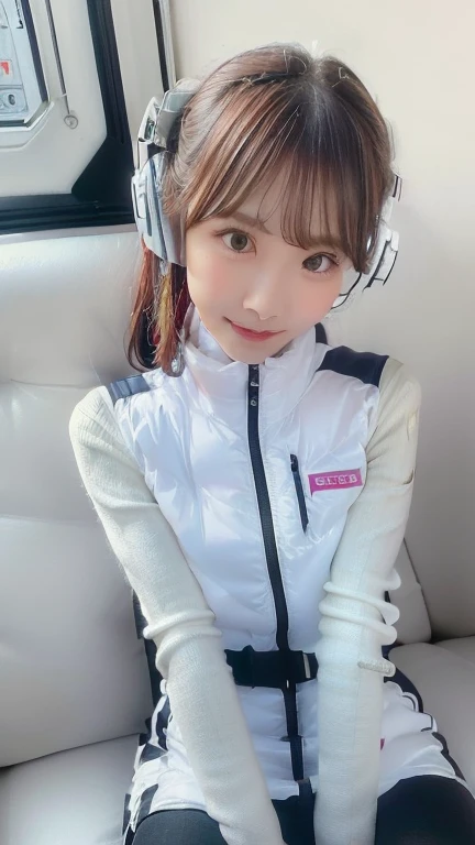 (masterpiece:1.5)、(Realistic:1.5)、(highest quality:1.4、8k、RAW Photos）、
Ultra-high resolution、Professional Lighting、Perfect dynamic composition、Photographed indoors、
Film Grain、chromatic aberration、(Bokeh:1.1)、
Frank、Sophisticated、charm、Ultra-realistic、Attention to detail、Golden Ratio、
(1 girl)、Slender girl、Delicate and charming girl、Cute Woman:1.4、
Serious expression、Looking at the audience、Sculptural installation、Sit on the sofa and relax、
Light brown hair、Shiny Hair、Hairstyle: Ponytail、
real skin、
Shut your mouth.、Beautiful Eyes、double eyelid、Thin arms、、
、Show off your thighs,(astrovest):5,(shiny white log downvest):3,BREAK ((Detailed face, Professional photography)), ((NSFW, zettai ryouiki, 1 girl)), Ultra-high resolution, (Realistic: 1.4), RAW Photos, highest quality, (PhotoRealistic Stick), concentrated, Soft Light, ((30 years old)), ((Japanese)), (( (Young Face))), (surface), (Depth of written boundary), masterpiece, (Realistic),(inside ISS):3, woman, ,astrovest:2,headphone:2,smartwatch,,bangs, ((1 girl)),(black sleeves):2,(black tights):2,inside spacestation,inside spacecraft,,zero gravity,smile,open leg,blush:1.5,hidden hands,neotech