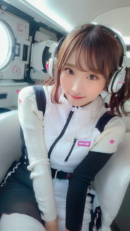 (masterpiece:1.5)、(Realistic:1.5)、(highest quality:1.4、8k、RAW Photos)、
Ultra-high resolution、Professional Lighting、Perfect dynamic composition、Photographed indoors、
Film Grain、chromatic aberration、(Bokeh:1.1)、
Frank、Sophisticated、charm、Ultra-realistic、Attention to detail、Golden Ratio、
(1 girl)、Slender girl、Delicate and charming girl、Cute Woman:1.4、
Serious expression、Looking at the audience、Sculptural installation、Sit on the sofa and relax、
Light brown hair、Shiny Hair、Hairstyle: Ponytail、
real skin、
Shut your mouth.、Beautiful Eyes、double eyelid、Thin arms、、
、Show off your thighs,(astrovest):5,(shiny white log downvest):3,BREAK ((Detailed face, Professional photography)), ((NSFW, zettai ryouiki, 1 girl)), Ultra-high resolution, (Realistic: 1.4), RAW Photos, highest quality, (PhotoRealistic Stick), concentrated, Soft Light, ((30 years old)), ((Japanese)), (( (Young Face))), (surface), (Depth of written boundary), masterpiece, (Realistic),(inside ISS):3, woman, ,astrovest:2,headphone:2,smartwatch,,bangs, ((1 girl)),(black sleeves):2,(black tights):2,inside spacestation,inside spacecraft,,zero gravity,smile,open leg,blush:1.5,hidden hands,neotech