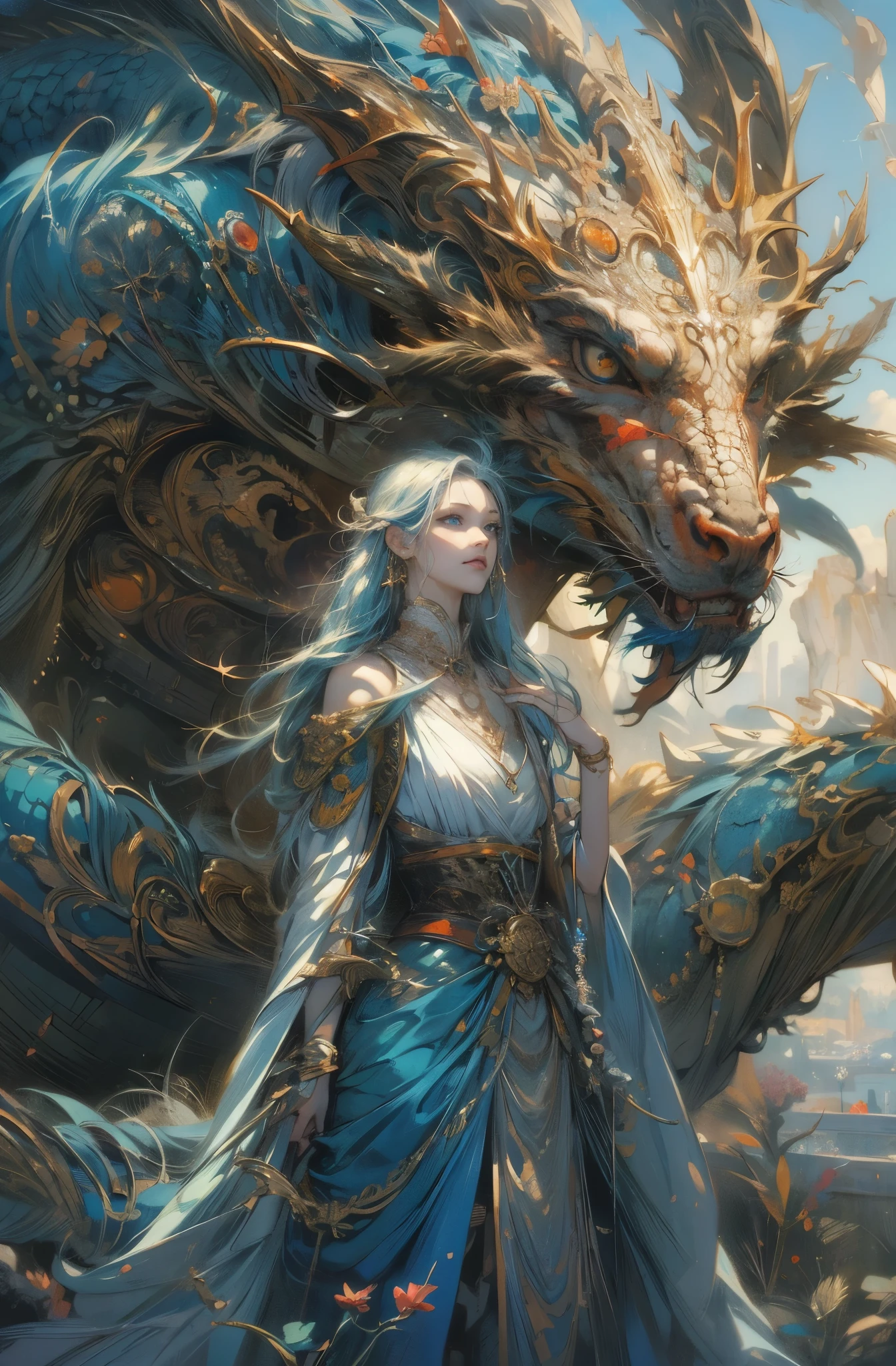 1asianfemale, HDR, 4k, 8k resolution, 10bit color, (RAW photo:1.2), (masterpiece:1.3), (photorealistic:1.4), (best quality:1.4), ultra high res, (extreme detailed illustration), (Look at viewer:1.8), very bright eyes, very beautiful face, very beautiful eyes, very beautiful woman, red and cyan and gold, shiner, focus on the face, (black eyeball:1.3), sharp focus, focus on the eyes, very real skin, very real face, very real eyes, skin tight, (shiny skin), (slender girl), dreamlike, (cloud and fire:1.6), (very detailed eyes), (detailed facial features), extremely realistic visuals, ultra realistic, (red loong as background:1.2), (Dragon Claw:1.1) no text, no watermark, no scar,