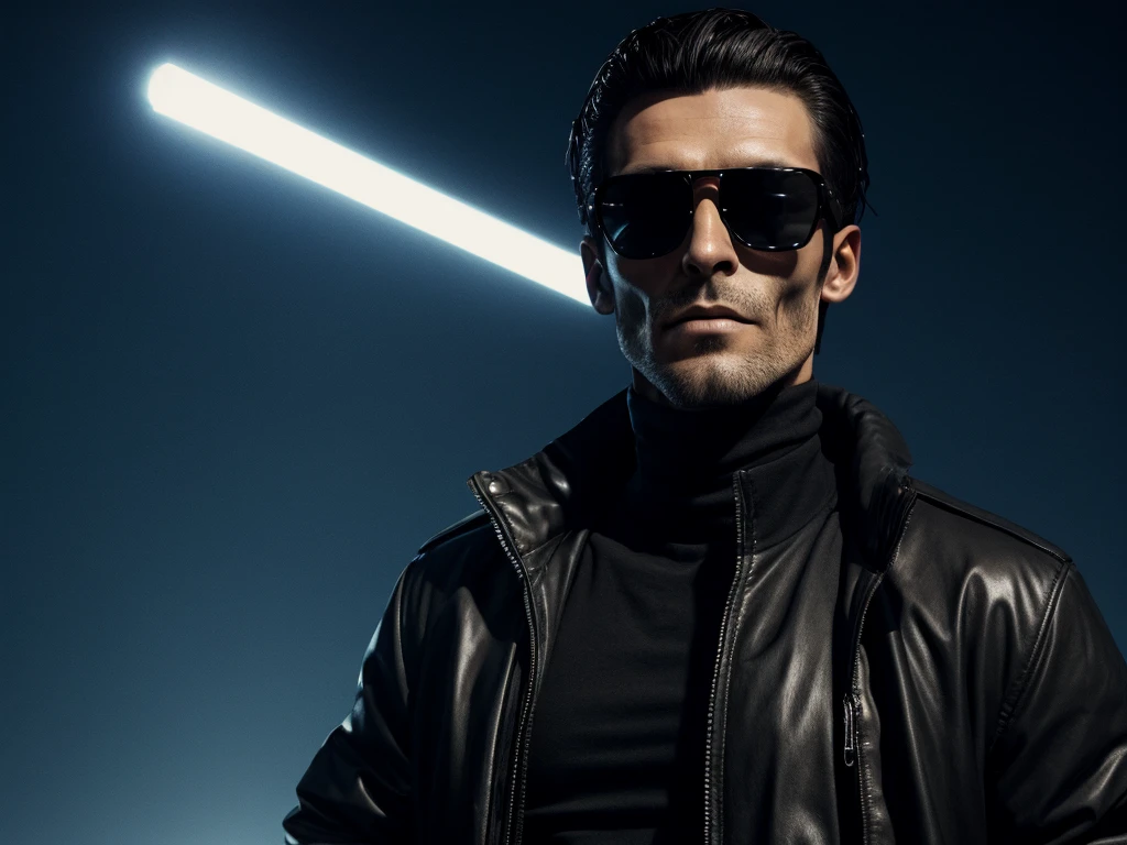 Hyperrealist portrait of an undead skelleton humanoid wearing a drip modern puff jacket and stylish sun glasses, fashion, fashionista, undead male, man, on his 30 years old. nft style, ultra realistic, playfull, dark background, highquality, the viewer can see this mans glowing eyes behind the sunshades he is wearing.