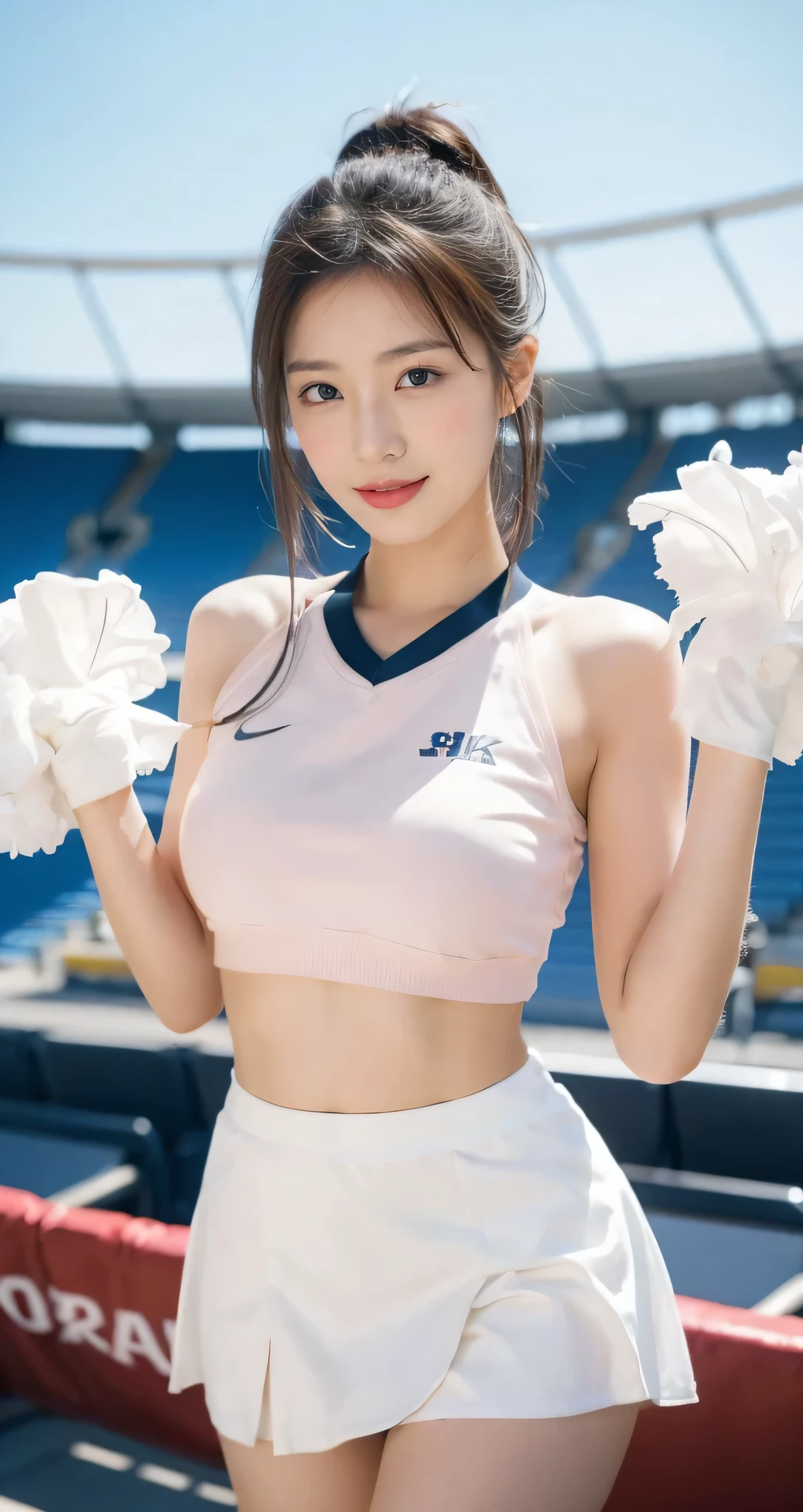 (on the table, best quality, Realistically, Super detailed, meticulous, high resolution, 8k wallpaper), Close-up portrait of a beautiful woman, like, Smile, Light brown messy hair, Perfect dynamic composition, Beautiful and meticulous eyes, Just like the cover of a fashion magazine, On Campus