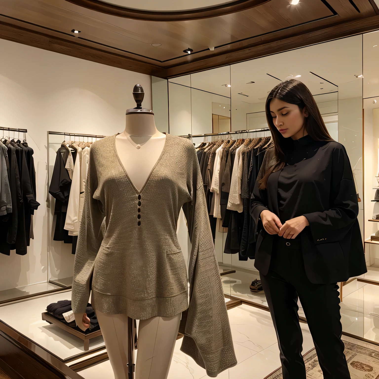 luxury store showcase with ecological and bio sustainable clothing made from lotus flower fiber