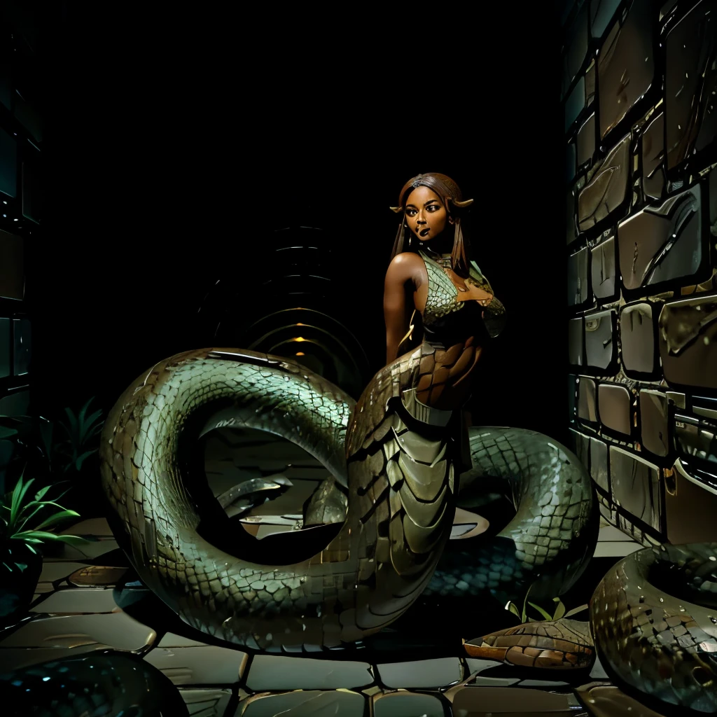 Make her skin and scales brown, brown skin, brown scales, brown snake