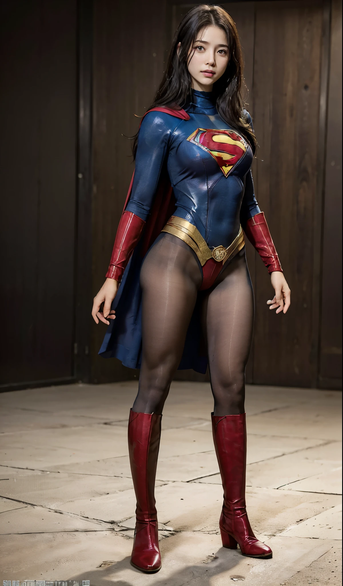 No background、(((Anguished expression)))、(((Are crying)))、(((Screaming)))、(((Beautiful legs in black tights.)))、(((Legally express the beauty of your smile)))、((((Make the most of your original images)))、(((Supergirl Costume)))、(((Beautiful Hair)))、(((suffering)))、(((Please wear black tights....、Wear red boots)))、((Best image quality、8K))、((highest quality、8K、masterpiece:1.3))、(((Preserve background )))、Sharp focus:1.2、Beautiful woman with perfect figure:1.4、Thin abdominal muscles:1.2、Wet body:1.5、Highly detailed face and skin texture、8K