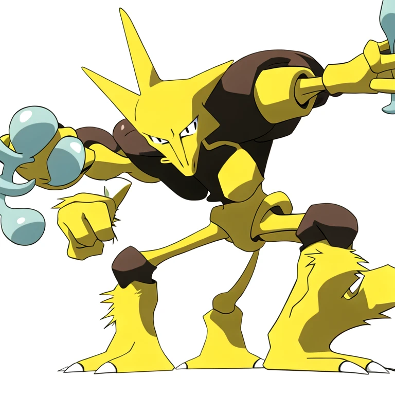 (masterpiece, best quality:1.2,simple background,white back ground),alakazam \(pokemon\),pokemon \(creature\),full body,no humans,black eyes,holding spoon,standing