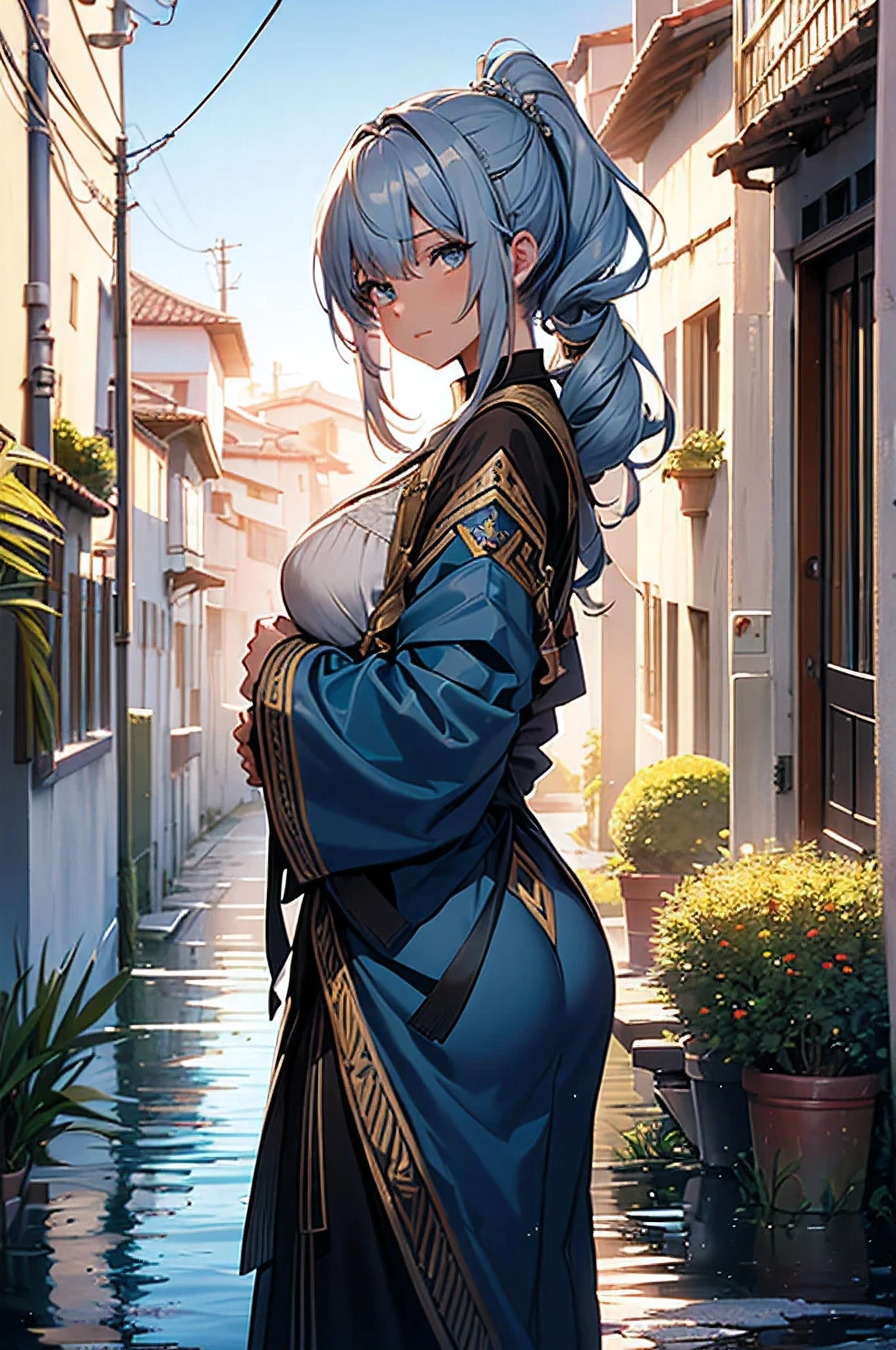 (8k, RAW foto, mejor calidad, (Obra maestra, super high quality, super detailed), anime style paisaje, (((colores Aleatorios de cabello))), chica joven, Absoluto, velas escarlatas, girl looking at the sea from the coast, camera looking at the sea, detalles intrincados, sailing ship with velas escarlatas, Una escena de una novela de Alexander Greene. "velas escarlatas" A beautiful women posing for a photograph in an alley, brown ponytail, golpes, risa feliz, blue eyes, Cuerpo magro musculoso, perfect anatomy, Looking to the camera, Time of the day, cielo azul, estilo animado, al aire libre, tendencia en artstation, Oh!, sakimichan muy sensual, con ropa original cuerpo entero, muy realista, extremadamente realista, extremadamente sexy, 8k, 8k extremadamente detallado), (un extremadamente delicado y hermoso), (obra maestra), (mejor calidad: 1.0), (ultra high resolution:1.0)