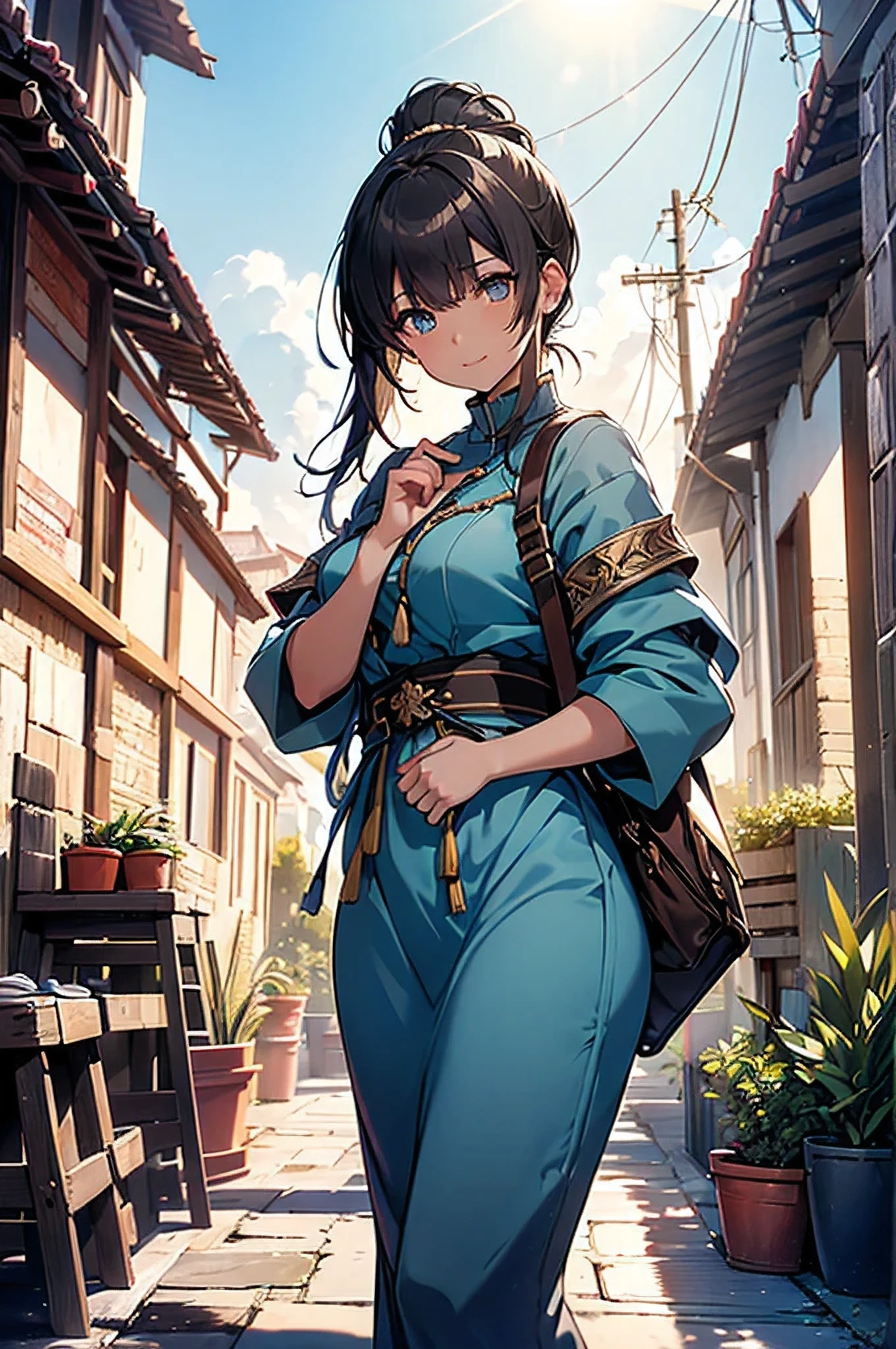 (8k, RAW foto, mejor calidad, (Obra maestra, super high quality, super detailed), anime style paisaje, (((colores Aleatorios de cabello))), chica joven, Absoluto, velas escarlatas, girl looking at the sea from the coast, camera looking at the sea, detalles intrincados, sailing ship with velas escarlatas, Una escena de una novela de Alexander Greene. "velas escarlatas" A beautiful women posing for a photograph in an alley, brown ponytail, golpes, risa feliz, blue eyes, Cuerpo magro musculoso, perfect anatomy, Looking to the camera, Time of the day, cielo azul, estilo animado, al aire libre, tendencia en artstation, Oh!, sakimichan muy sensual, con ropa original cuerpo entero, muy realista, extremadamente realista, extremadamente sexy, 8k, 8k extremadamente detallado), (un extremadamente delicado y hermoso), (obra maestra), (mejor calidad: 1.0), (ultra high resolution:1.0)