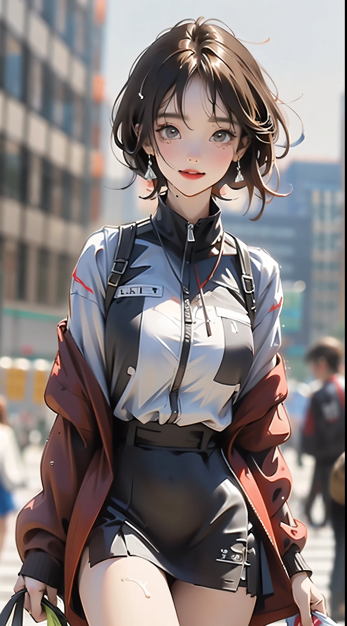 Anime girl in blue dress, oppai, biomechanical oppai, in dress, oppai proportions, Ecchi, Big breasts!!, with a big chest, pixiv 3dcg, Big breasts!, (SFW) safe for work, Ecchi anime style, Beasts, Seductive Anime Girl, 1girl huge large breasts,、((top-quality)), ((masterpiece)), A smile, Pitch Resuit, Colossal , Puffy nipple, knee high, Naughty face, knee high white, Adult Woman, (cum in vaginas:1.3), cum in mouth, (Overflowing G-string:1.5), Sobbing tears, short-cut, Check mini skirt, l, Race Queen, A slender, masterpaintings, best qualtiy, Photorealsitic, ultra-detailliert, (shiny skins, perspired:1.4), Watch the crowd, With short black hair, Brown-eyed, slender, dynamic light and shadow, hight resolution, Sharp Focus, depth of view, The eyes are delicate, Sharp pupils, pupil realistic, (Colossal tits), A slender, (thick thight), outside of house, Skysky, Tight skirt, Short skirt, Grid Girl, underboob, Wet_Clothes, Wear the grid_Girl costume printed with sponsor's logo, (Stand in a motorsport race)+, left hand on waist