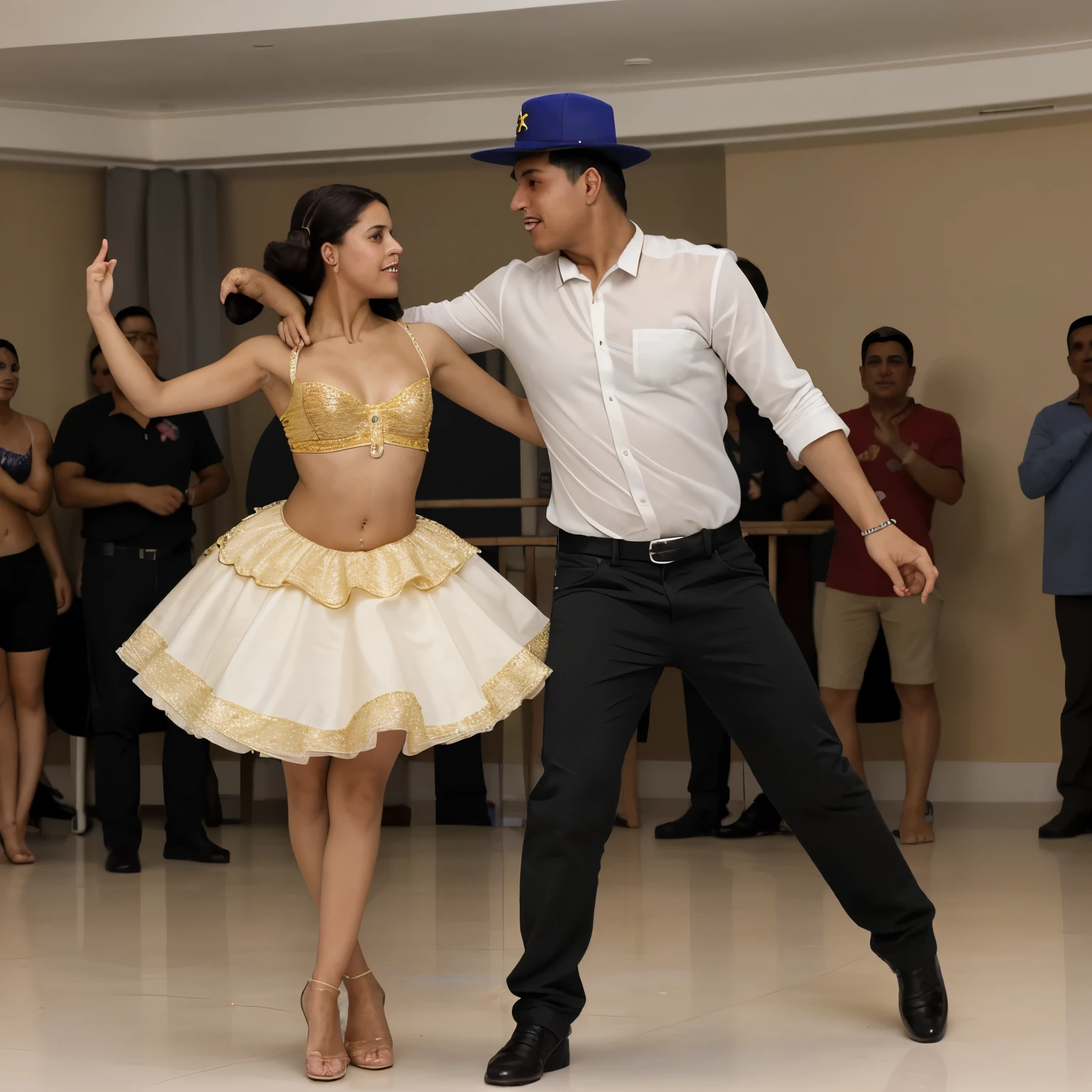 Hombre venezolano bailando con un estadounidense 