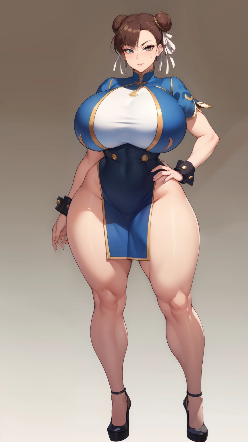 Big Breasts, Big Hips, Full Body Shot, Mature mother, Voluptuous thighs, ox, Seductive mature woman, Perfect body, Plus Size Model, Sailor suit, Wearing high heels,Miniskirt Uniform, Chunli,