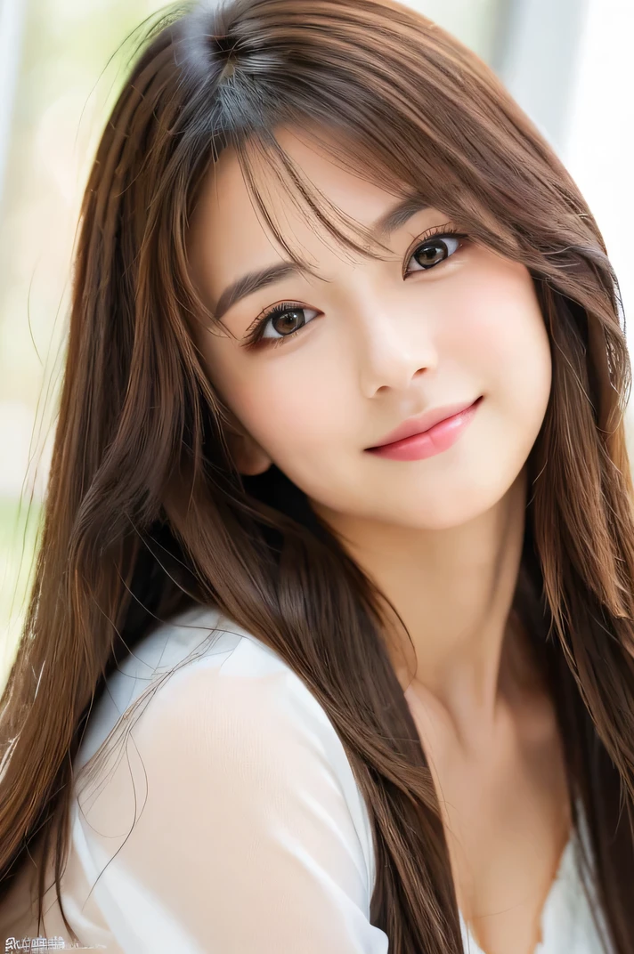 (((8k,Attention to detail,Attention to detail、highest quality,masterpiece,Attention to detail,))),RAW Photos & Realistic atmosphere,Beautiful dark eyes,Mouth Details,Glossy Lips,Thin eyebrows,beautiful Eyes、Soft white skin that shines in every detail、Her deep black eyes are very beautiful, Very beautiful face,Very beautiful face、Lively Faces,beautiful, Glowing Lips,beautiful Eyebrows,Infinite Reality, Realistic Young Gravure Idol,Very cute woman , Young Gravure Idol, Young Gravure Idol, とても美しくてかわいいbeautiful 21 year old beauty,Incredibly beautiful and elegant,beautiful 21 year old beauty,Natural soft light,A little brown hair,(Shiny Hair,,beautiful and kind eyes:1.5),A kind smile,Shapely breasts,Medium Long Hair,beautiful posture,No makeup,Watching the Future,