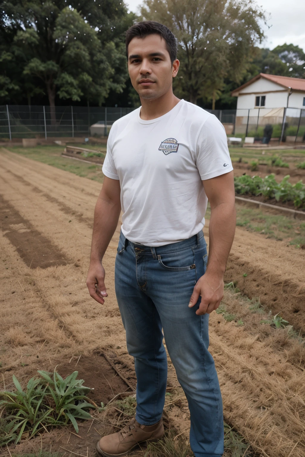 idoso agricultor do campo sentado