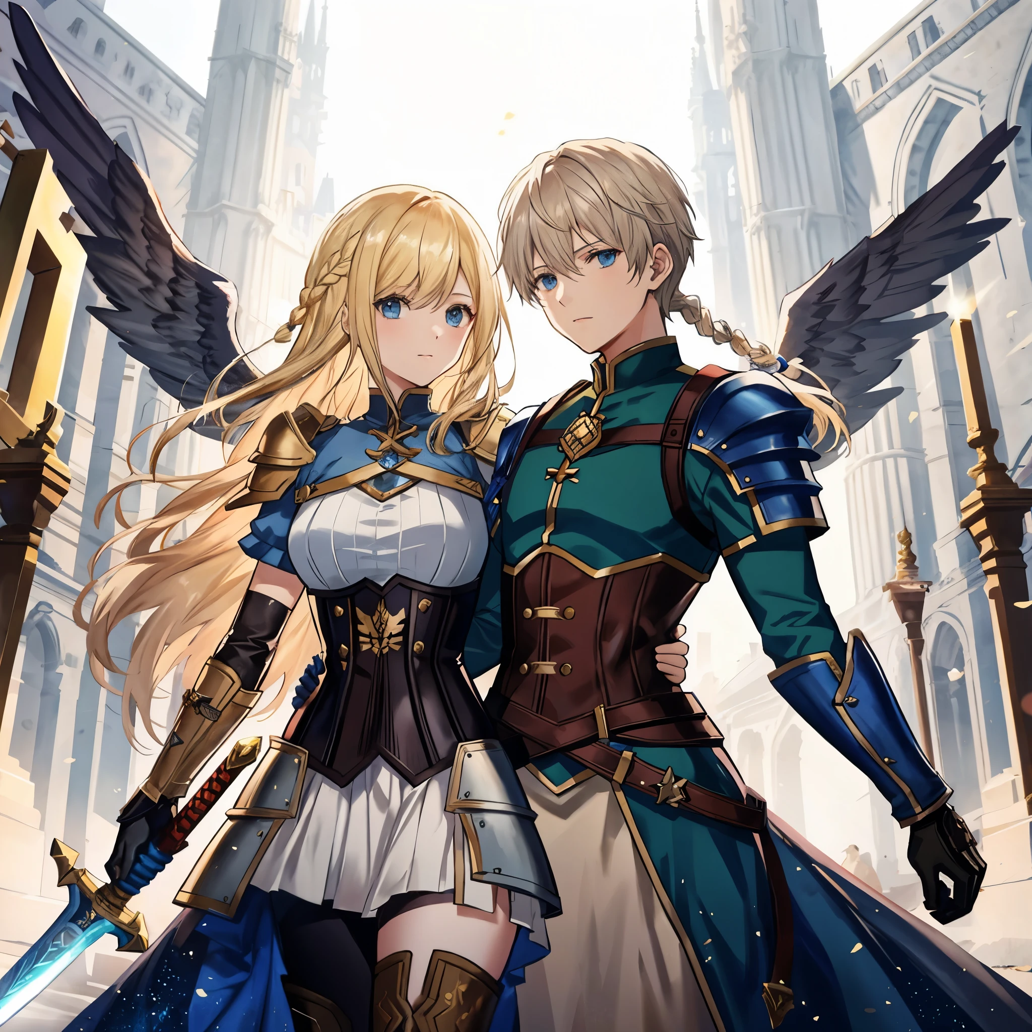 **AI Illustration Prompt for Seart**
- **Theme**: Create an illustration in the style of *Akihiko Yoshida*, featuring the character *Agrias Oaks* from *Final Fantasy Tactics*, wielding a *European-style sword*. The setting is a *European battlefield* with *soldiers engaged in war*.
- **Number of Characters**: The illustration should feature *one* main character.
- **Worldview**: The illustration should blend elements of *anime and manga*, blurring the boundary between *fantasy and reality*.
- **Body Type**: The body type of Agrias Oaks should reflect her *character and role* in the narrative.
- **Costume**: Agrias should be dressed in *shoulder armor*, a *corset*, *brown trousers*, *knee pads*, *blue clothes*, *brown gloves*, and *cross-lace boots*.
- **Costume Color**: The primary colors of the costume should be *blue and brown*.
- **Hairstyle**: Agrias should have a *blonde, braided ponytail*.
- **Hair Color**: The hair color should be *gold*.
- **Presence and Details of Wings**: The character should *not* have wings.
- **Props**: The main prop should be a *sword*, designed in a *European style* and generated with *very accurate shape*.
- **Emotion**: The character should express *determination and courage for battle*.
- **Movement**: The character should be depicted in the act of *swinging the sword*.
- **Perspective**: The illustration should use a *dynamic angle* to portray the *full body* of the character.
- **Composition**: The composition of the illustration should adhere to the *golden ratio*.
- **Background**: The background should depict a *European battlefield* with *soldiers engaged in war*.
- **Lighting**: The lighting should mimic *movie lighting* and use *ray tracing* techniques.
- **Style**: The illustration should be a *high-resolution official artwork* or a *very detailed and intricate fan art* in the style of *ArtStation* or *Pixiv*. It should draw inspiration from the original paintings of *Kushart Krentz*, *Feminine style*, *Fate style*, *Ena