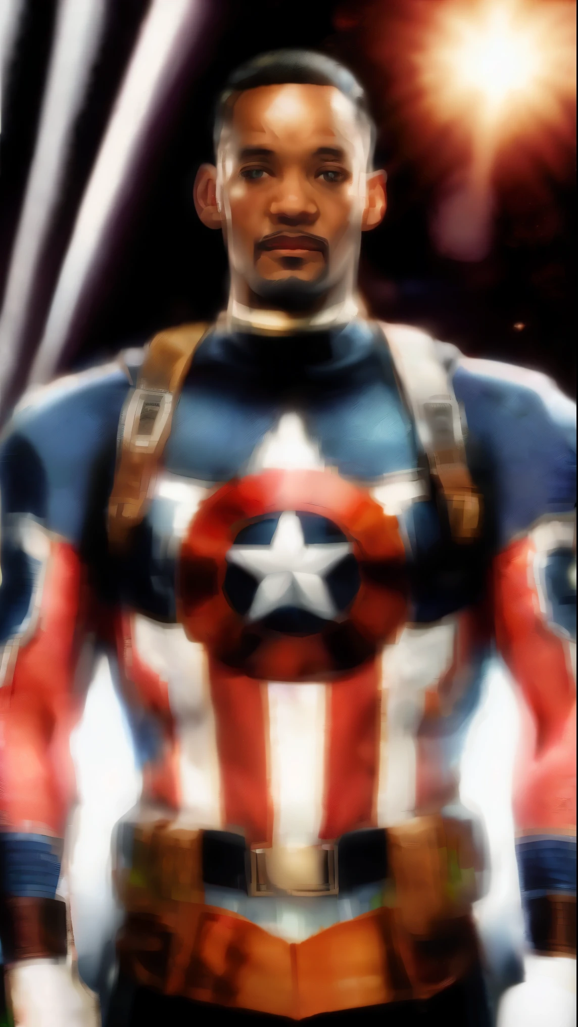 . .Tarantino Style Will Smith as Captain America 8k, High definition, rosto detalhado, rosto detalhado, olhos detalhados, terno detalhado, no estilo da Marvel e DC, hiper-realista, + Cinematic shot + dynamic composition, incrivelmente detalhado, afiado, detalhes + superb detalhes + noite com luz + perfeccionismo + realismo premiado ((moody lighting))