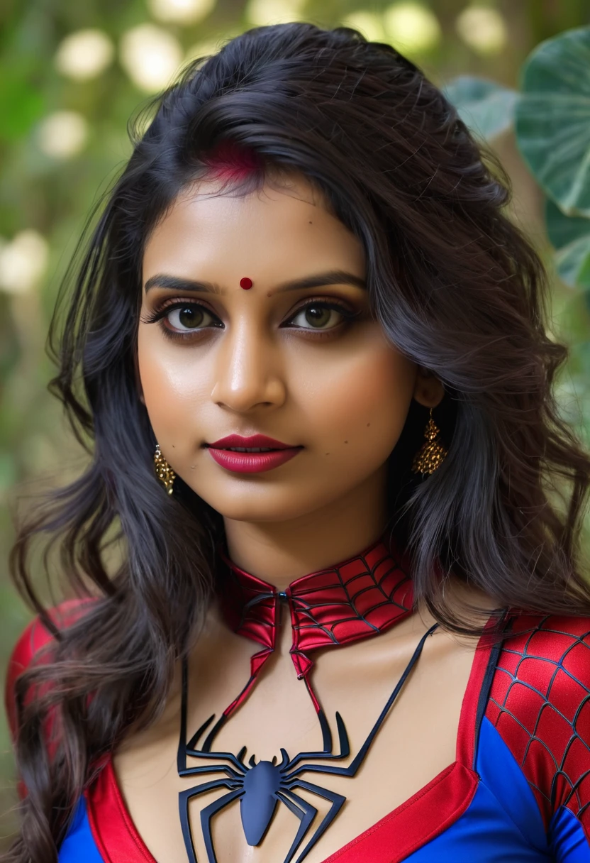 Beautiful indian girl in sexy spiderman costume (realistic:1.1) (hd 4k 8k masterpiece1.4)