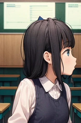 girl , (leotard:1.3) , Black Hair , classroom , Facing forward ,