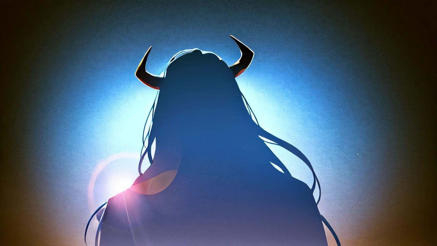 Man with cow horns Silhouette only Backlight