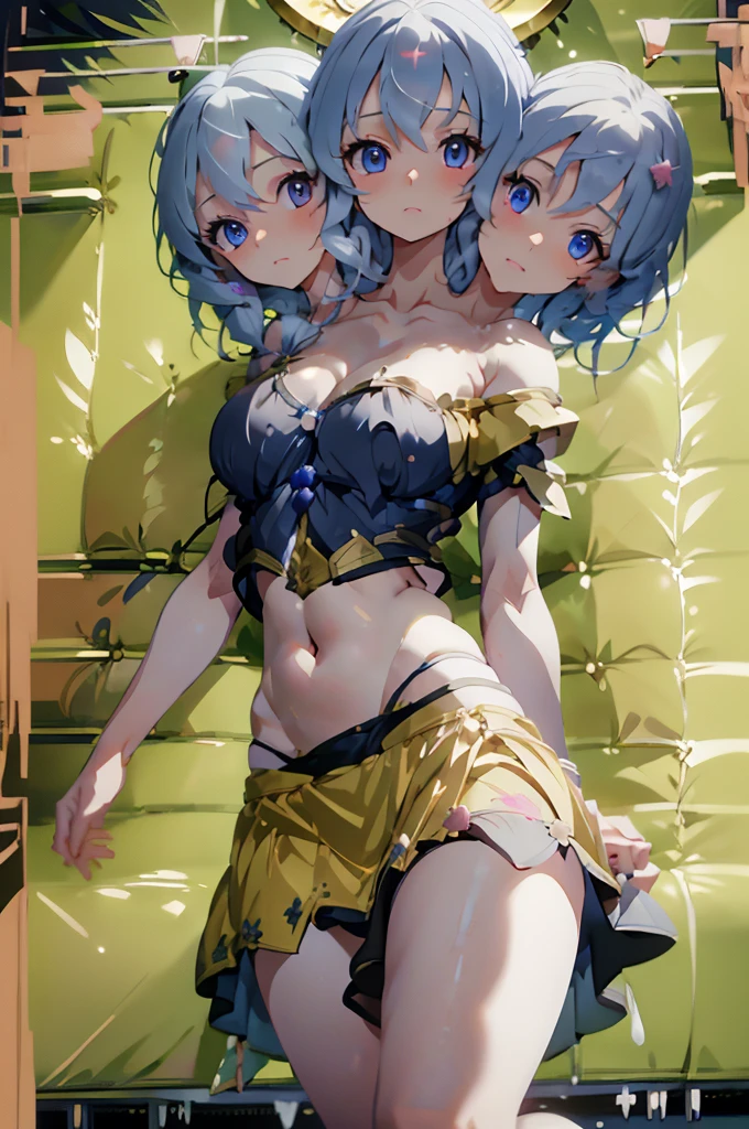 (quality)), ((masterpiece)), Recommended results、puffy nipples、(see through:1.5)、straighten your back、abdominal muscles、huge bust、angle to floor:1.2、Low photographic angle、Hair loss on crotch，Hatsune Miku，pale nipples blue hair)),big breasts:1.4),Breast sagging,(((pale nipples blue bob hair:1.35,Colored inner hair,),1.5)),((silver armor dress,Tesla Coil)(((pale nipples_blue_Eye:1.3))),复杂的 Eye,beautiful detailed Eye,symmetrical Eye,((fat)),(((skin shiny:1.5,bright skin: 1.5,skin shiny,very skin shiny,shining body,plastic glitter skin,exaggerated skin shiny,glowing skin,wet legs))),(lower abdomen,Yao Liu,wide hips,detailed body,(Detailed face)),charming,Tempting,,((national foundation)),maid headdress),only_Shoulder,Delicate metal decoration,hat,(maid),sleeveless,mini skirt,boots,_face,Perfect facial details,lifelike的脸,lifelike,analog style,((complex details)),(((realism))),