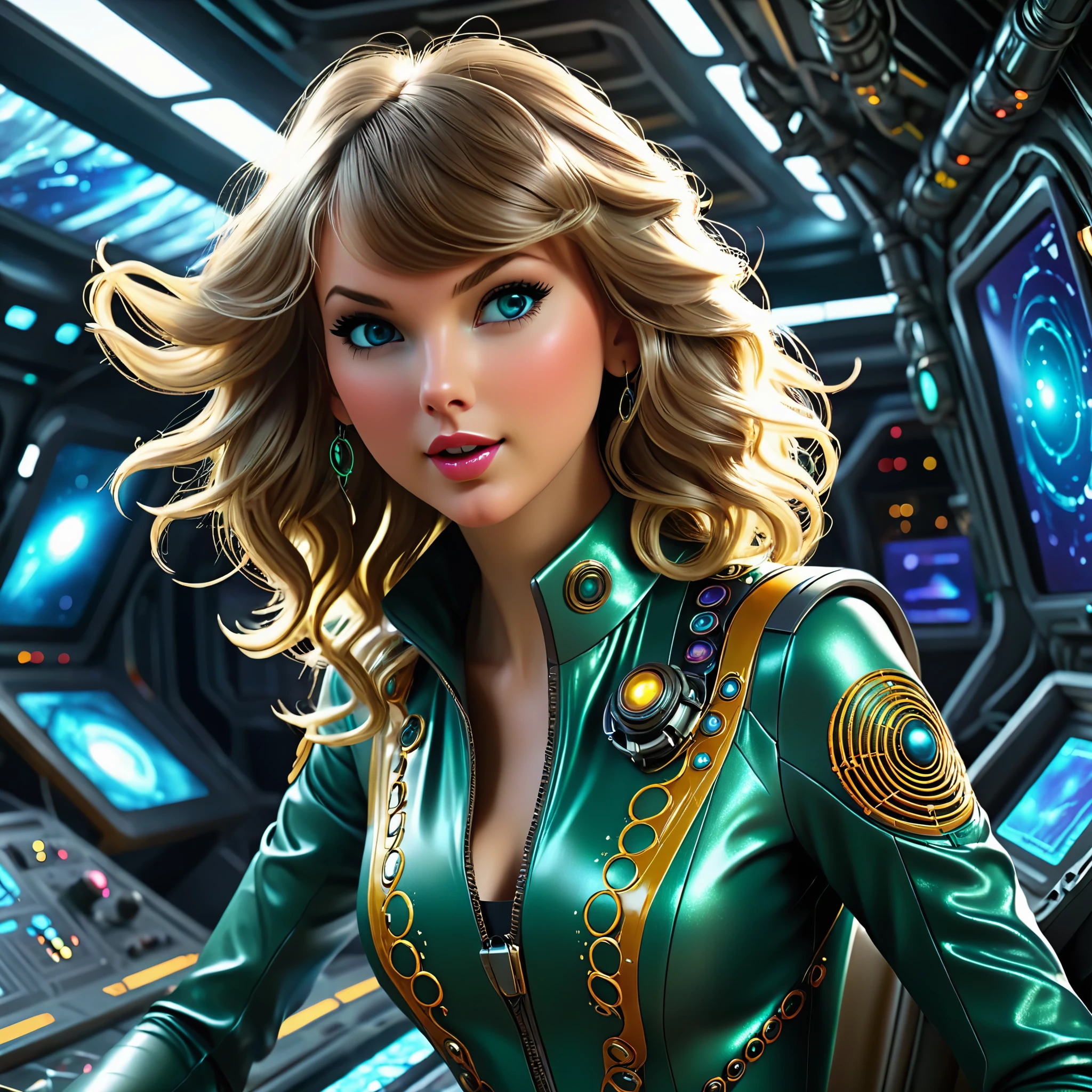 (best quality,highres,masterpiece:1.2),ultra-detailed,(realistic,photorealistic,photo-realistic:1.37),(Taylor Swift, age 30, well maintained hair),(dressed appropriate to the scene)(she is unclad, relaxing in her quarters, she knows she is being watched and is not shy, seductive invitation, inhibition cast aside)(an enthusiastic alien therapist(resembling a eldritch neon mass of enormous tentacles) enthusiastically caresses her as she seeks pleasure as well as helpfully covering any NSFW exposure a scene much akin to someone playing with a big happy pet),(scifi instruments,advanced equipment),(dimly lit space ship,lowlight environment),(high-tech control room,advanced control station),(futuristic displays,holographic screens),(star map,holographic star chart),(spaceship interior,intergalactic interior),(technological details,complex mechanisms),(glowing buttons,illuminated switches),(sleek spaceship design,aerodynamic vessel),(spaceship exterior,surrounded by stars),(deep space exploration,journey through the cosmos),(vast universe,limitless galaxies),(astral travel,interstellar adventure),(heavenly bodies,celestial objects),(otherworldly atmosphere,cosmic ambiance),(mysterious energy,powerful forcefield),(dynamic camera angle,compelling perspective),(captivating sci-fi scene,dystopian future),(rich colors,striking palette),(soft lighting,subtle shadows),(faint glow,ethereal aura),(cinematic composition,dramatic framing)